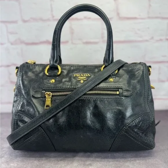 Prada Vitello Shine Leather East West Bauletto Bag - Picture 1 of 16